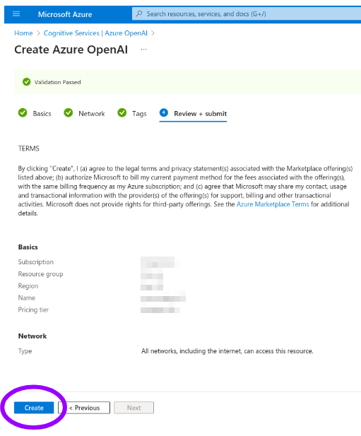 Azure OpenAI, Resource Creation Wizard